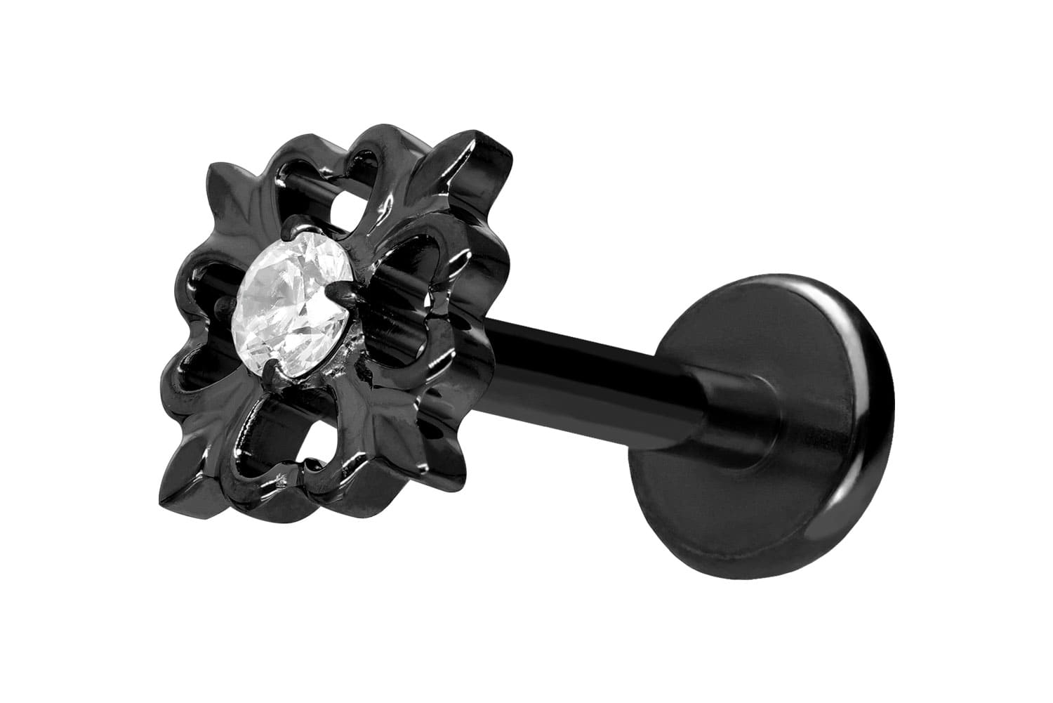 Titan Labret Piercing mit Push Fit KLEEBLATT